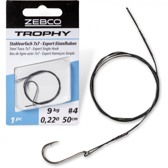 Zebco Trophy Steel/Stahlvorfach 7x7 Einzelhaken Size 4, verschiedene Varianten