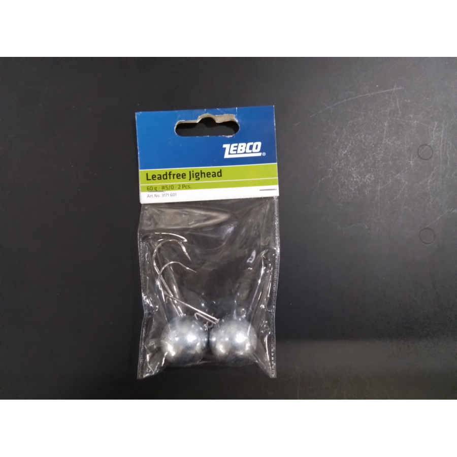 Zebco 60g bleifrei Jigkopf, Size 5/0, 2Stk.