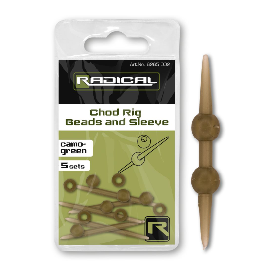 Radical Chod Rig Beads and Sleeve camo green 10 Stück