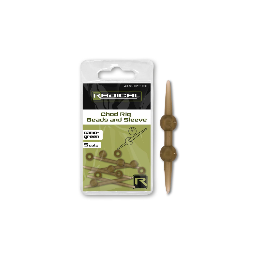 Radical Chod Rig Beads and Sleeve camo green 10 Stück