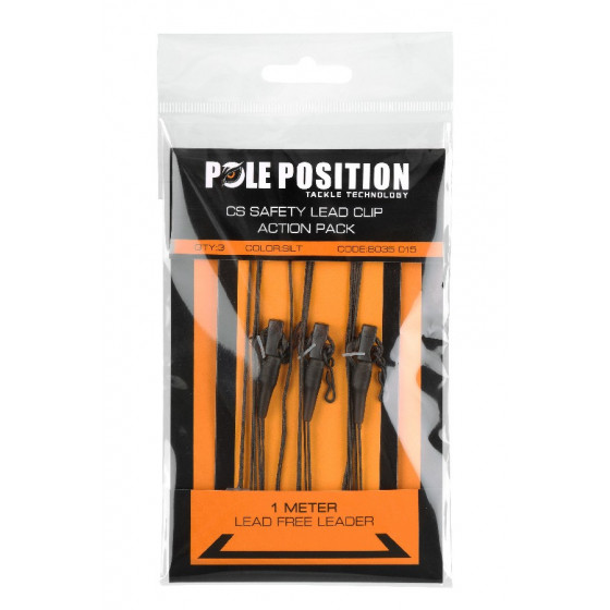 Pole Position CS Safety Lead Clip Action Pack weed, 1m,  p.Pck.3