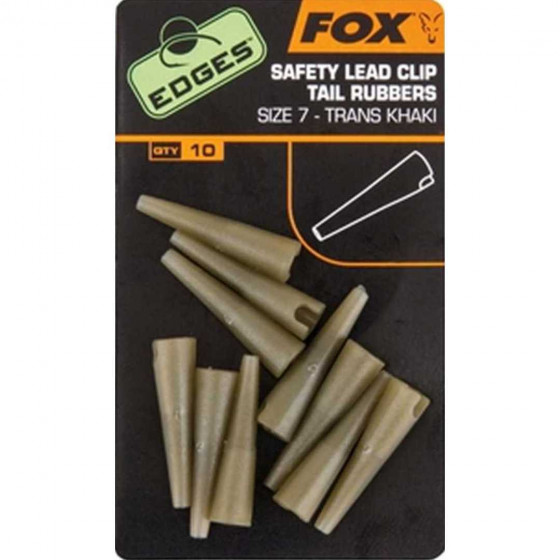 Fox Edges Size 7 Lead Clip Tail Rubbers - trans khaki