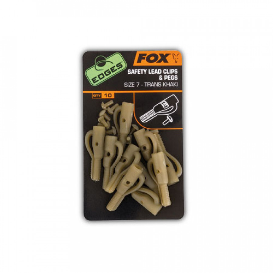 Fox Edges Size 7 Lead Clip + Pegs - trans khaki