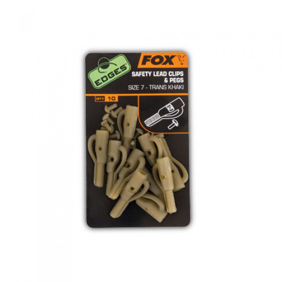 Fox Edges Size 10 Slik Lead Clip + Pegs - trans khaki