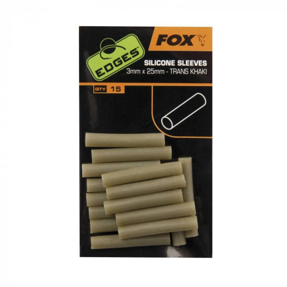 Fox Edges Silicone Sleeves 3mm x 25mm - trans khaki x 15pc