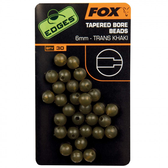 Fox Edges 6mm Tapered Bore Beads x 30 - trans khaki