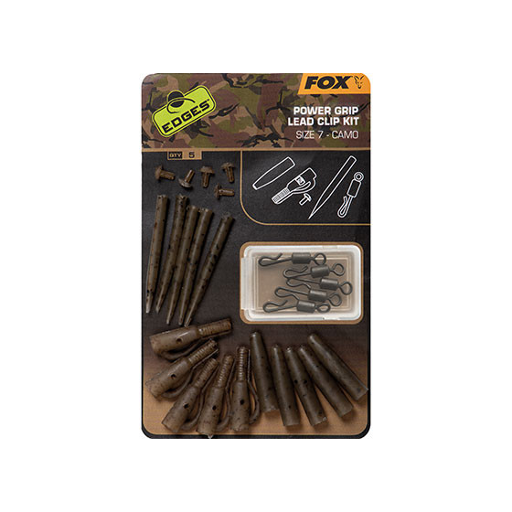 Fox Edges Camo Power Grip Lead Clip Kit - Size 7