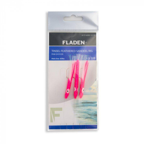 Fladen Tinsel Feathered Sandeel Rig, pink