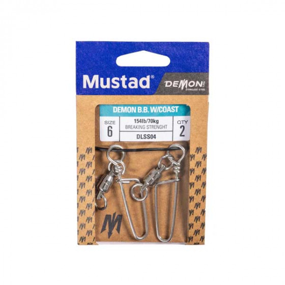 Mustad Stainless Steel Ball Bearing Swivel with Coastlock Snap, versch. Größen