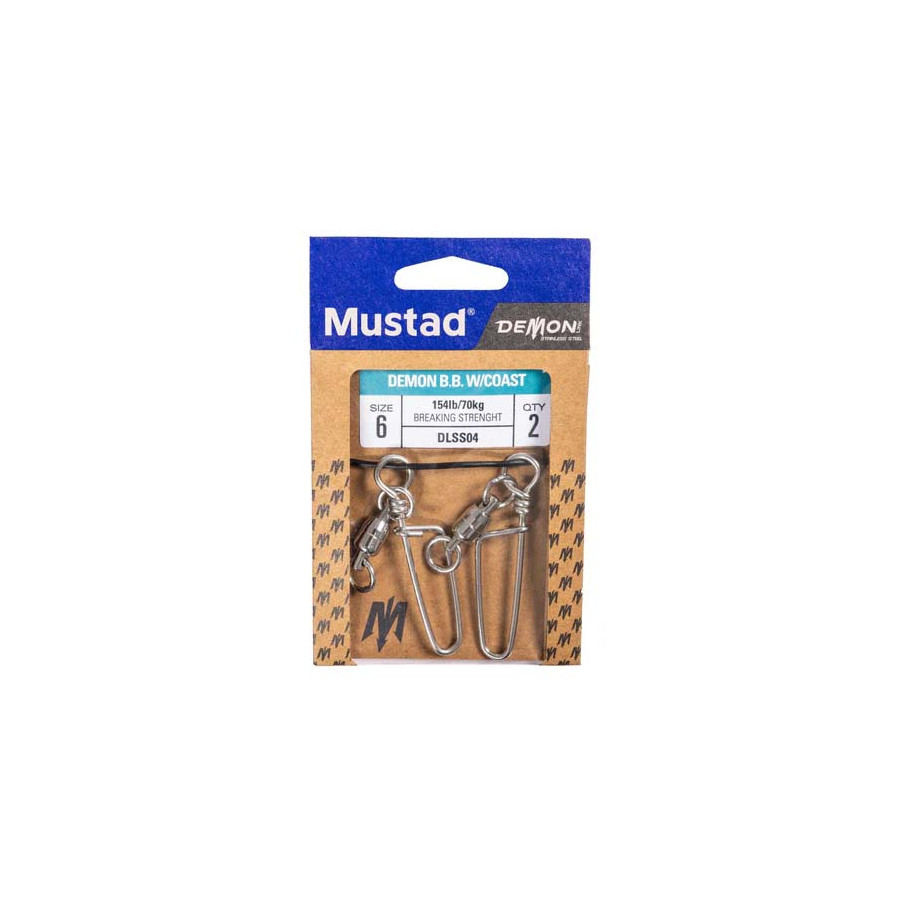 Mustad Stainless Steel Ball Bearing Swivel with Coastlock Snap, versch. Größen