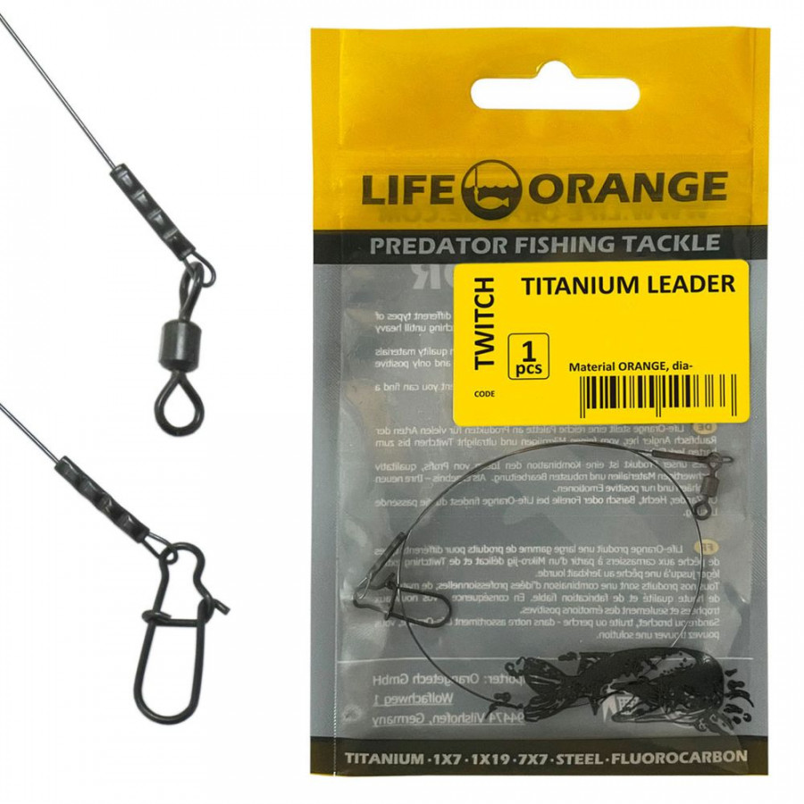 Life Orange Titanium-Vorfach 1 Stück 12kg/25lb 24cm