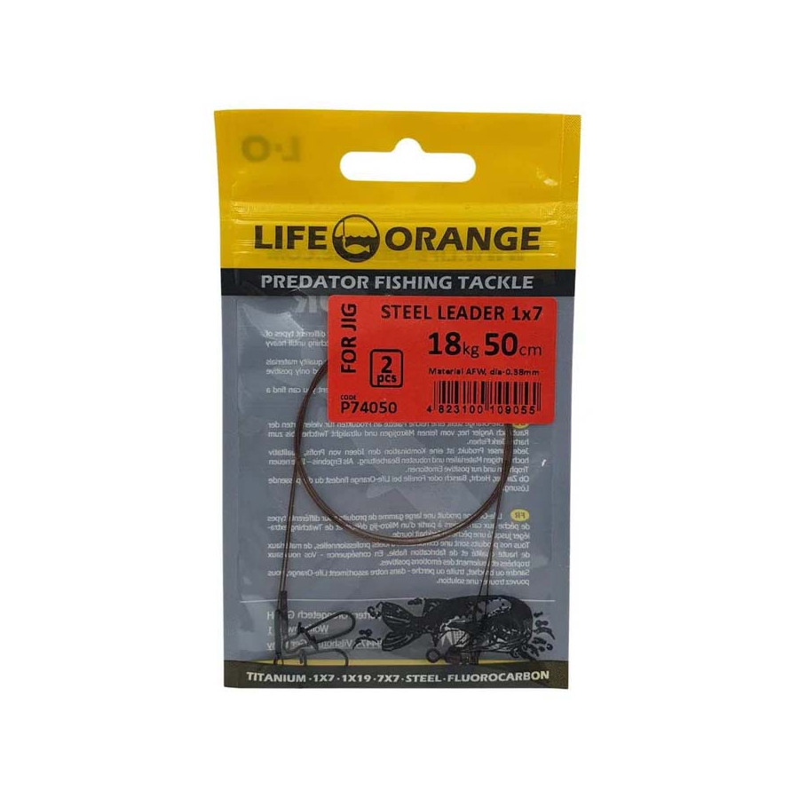 Life Orange 1x7 Stahlvorfach 2 Stück 7kg/15lb 30cm
