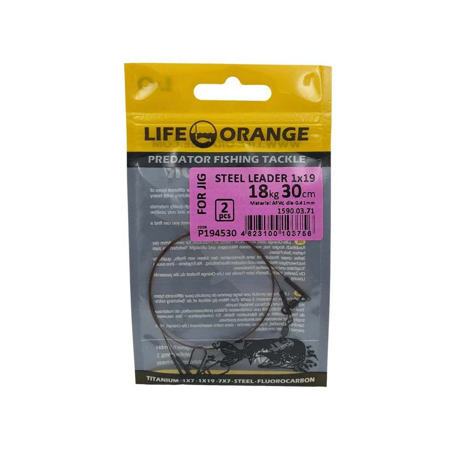 Life Orange 1x19 Stahlvorfach 2 Stück 7Kg/25cm