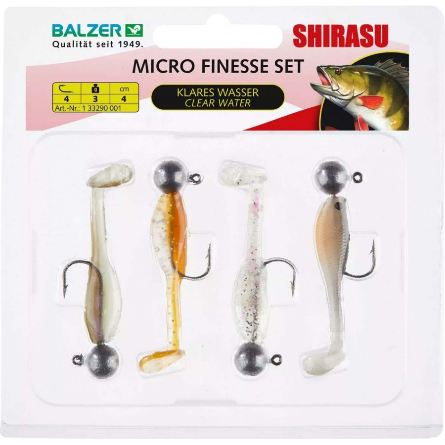 Balzer Shirasu Microköder Set, 4cm, 3g, Jighead Gr. 4, versch. Varianten