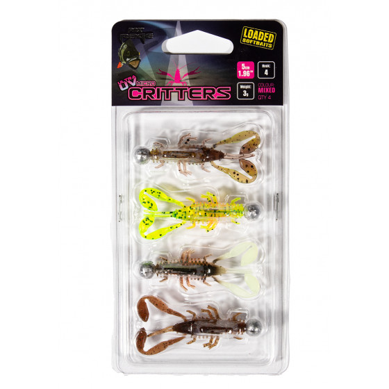 Fox Rage Ultra UV Micro Critter Mixed Colour Loaded Lure Pack, 5cm, 3g