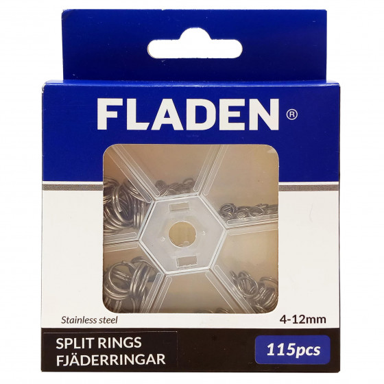 Fladen Split Ring Sortiment, 115 Teile, 4-12mm