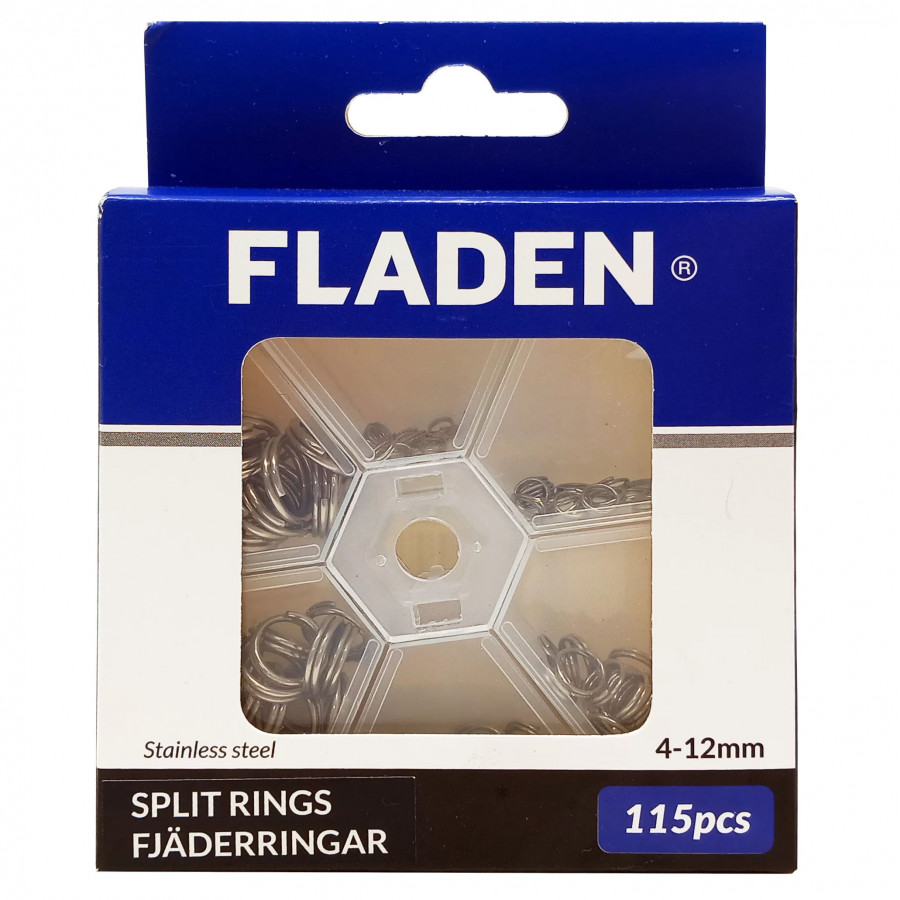 Fladen Split Ring Sortiment, 115 Teile, 4-12mm
