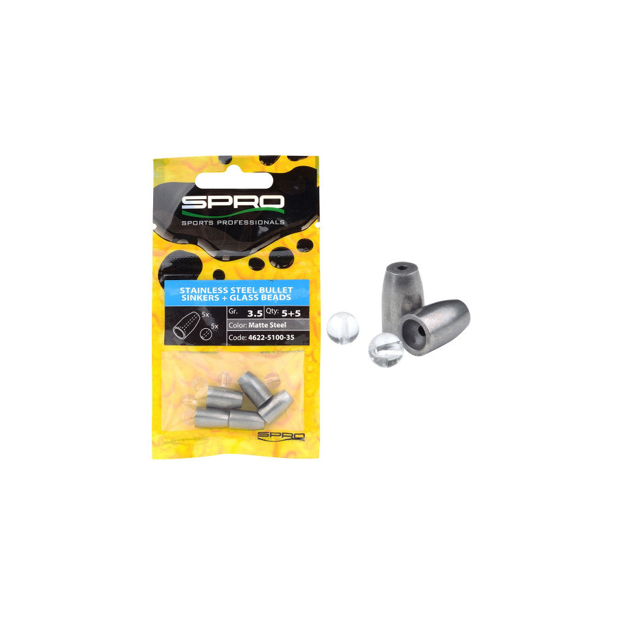 Spro Stainless Steel Bullet Sinkers + Glass Beads, verschiedene Varianten