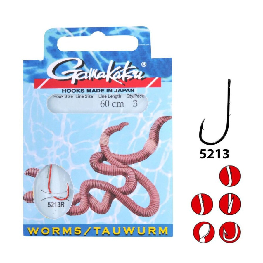 Gamakatsu Tauwurm Haken 5260R 75CM, Größe 10