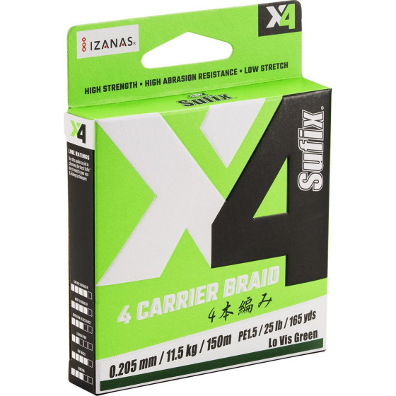 Sufix X4 Braid, 100-150m, green oder yellow